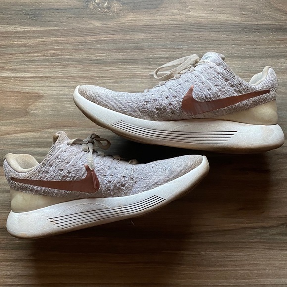 nike white and rose gold shoes